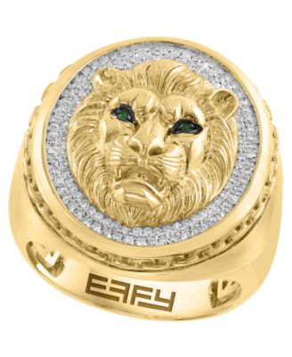 Men's Diamond (3/8 ct. t.w.) & Tsavorite Accent (0.01 ct. t.w.) Ring in 14k Gold-Plated Sterling Silver
