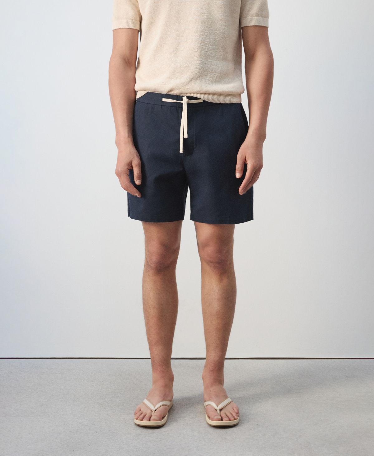 Mango Men's Cotton Lyocell 6.69" Bermuda Shorts - Navy