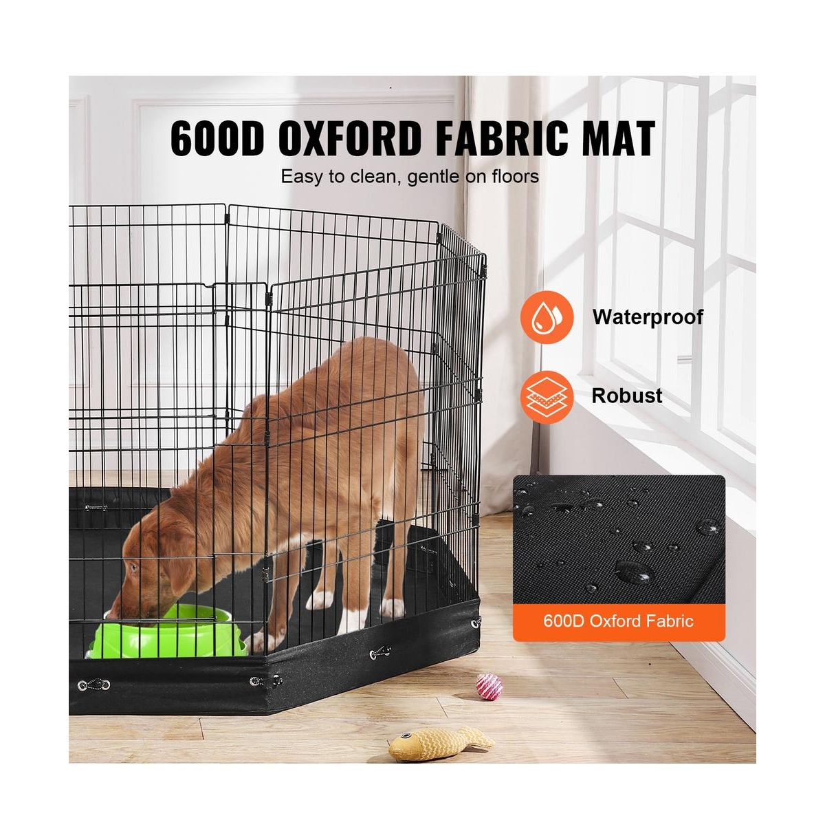Ruie 8 Panel Foldable Metal Dog Exercise Pen with Bottom Pad 30 in H x 24 in W