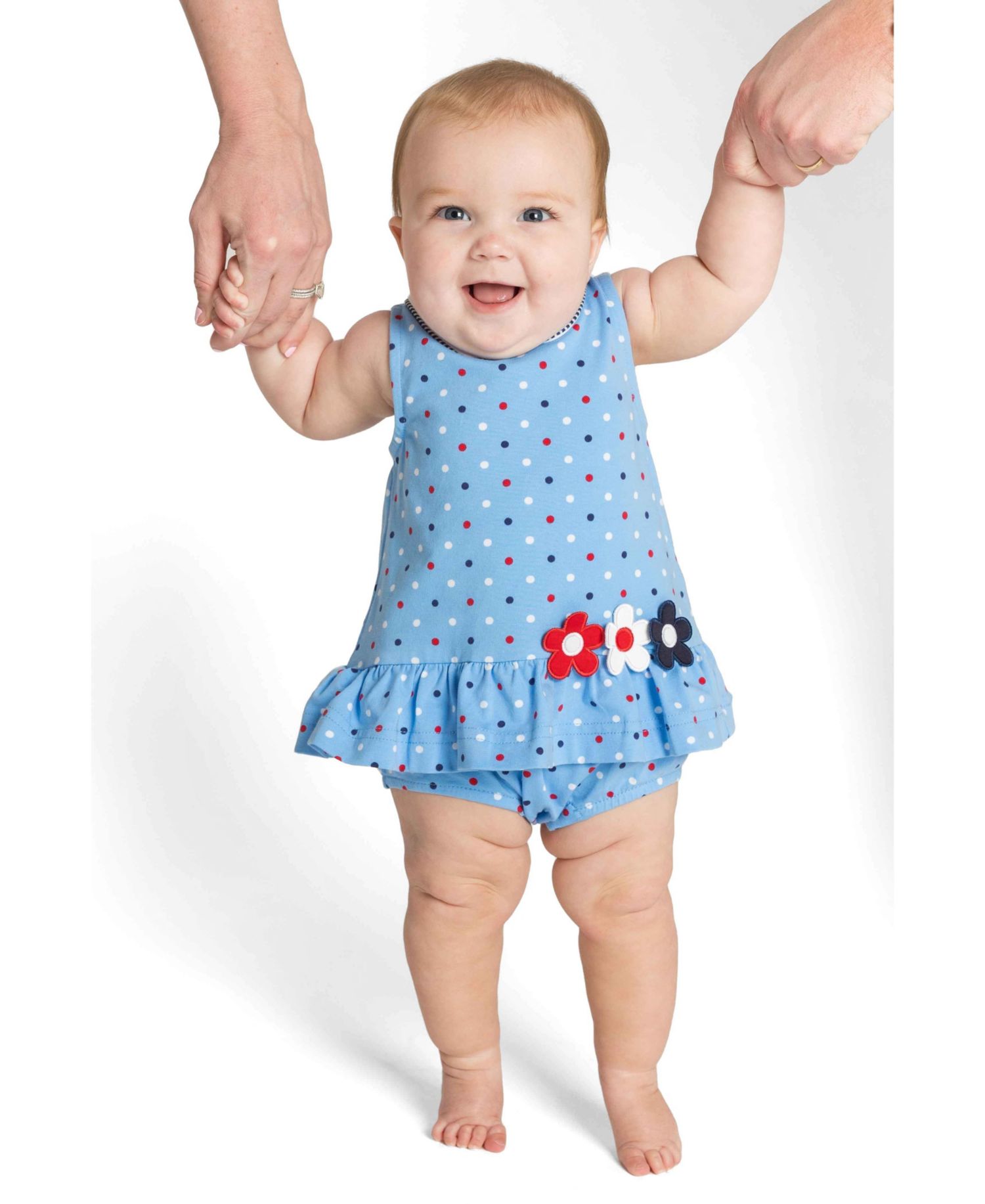 Baby Girl Printed Knit Romper With Flowers