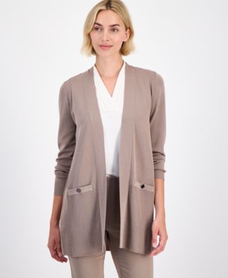 Women's Open-Front Buttoned-Pocket Cardigan