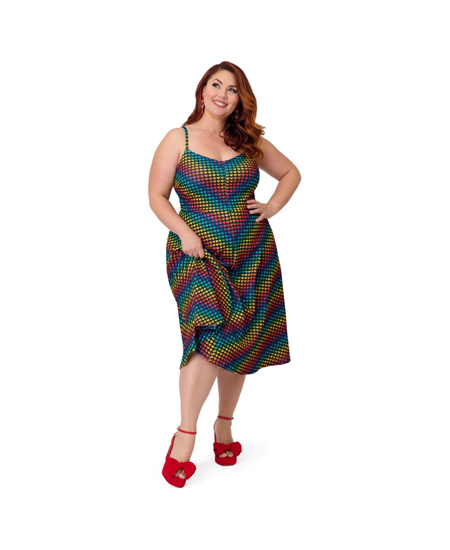 Women's Plus Size 1970s Chevron Midi Dress