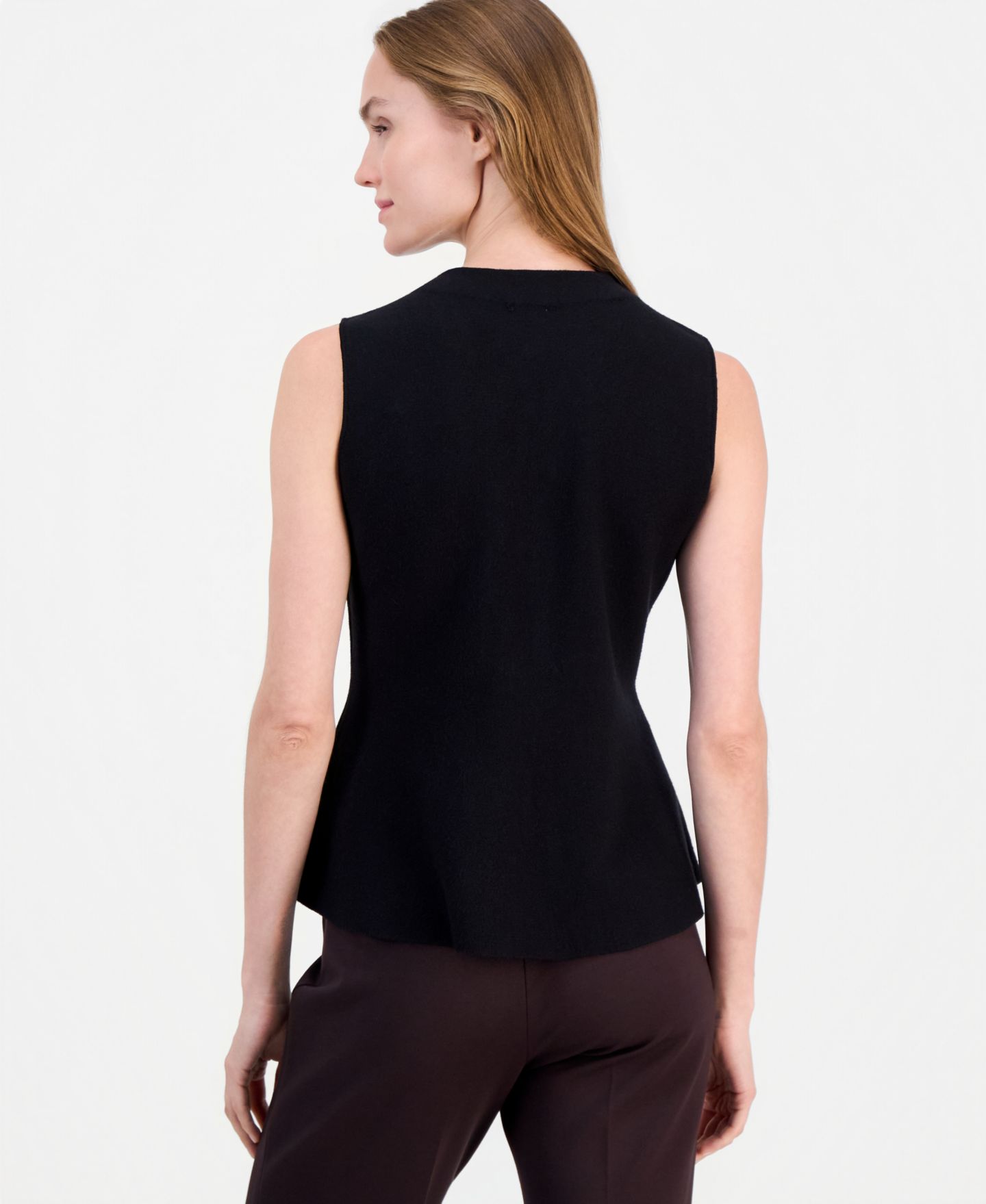Женский жилет Anne Klein V-Neck Button-Front Peplum, цвет: Чёрный — фото 2