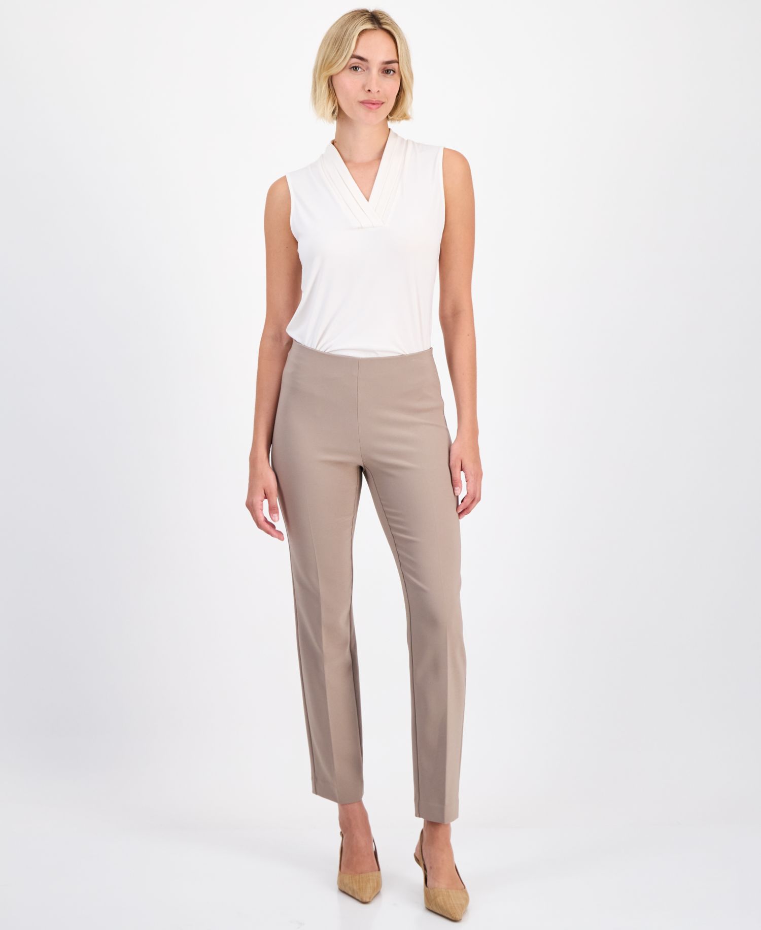 Petite Pull-On Mid-Rise Slim Pants