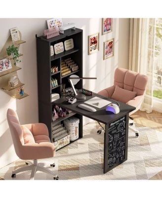 Foldable Desk with Charging Station, Space-Saving Murphy Table