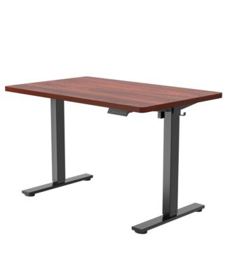 Electric Height Adjustable Standing Desk Frame with Mahogany Top