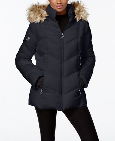 Nautica Faux-Fur-Trim Hooded Puffer Coat