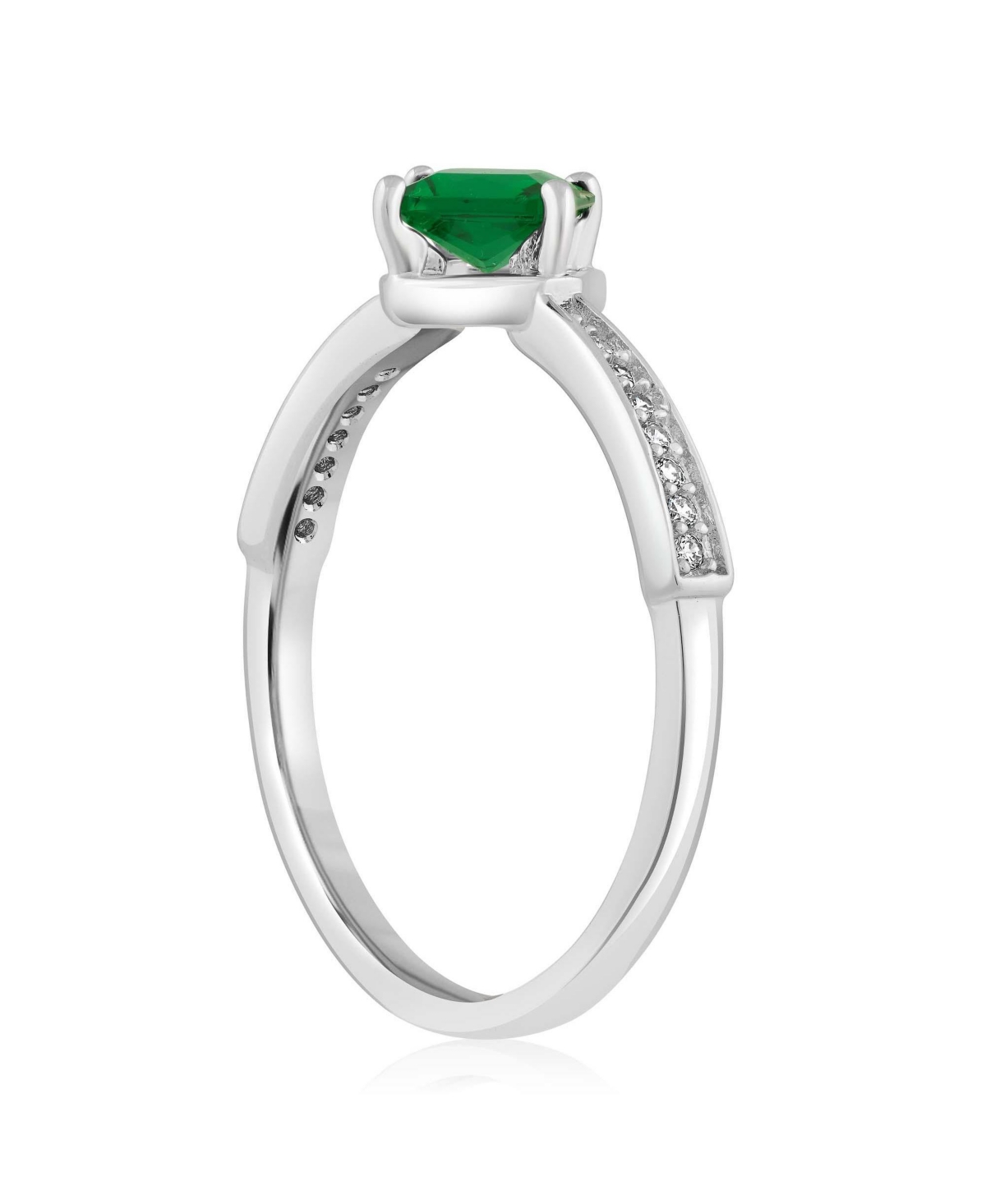 Simona Radiant Center Emerald and Clear Cz Ring
