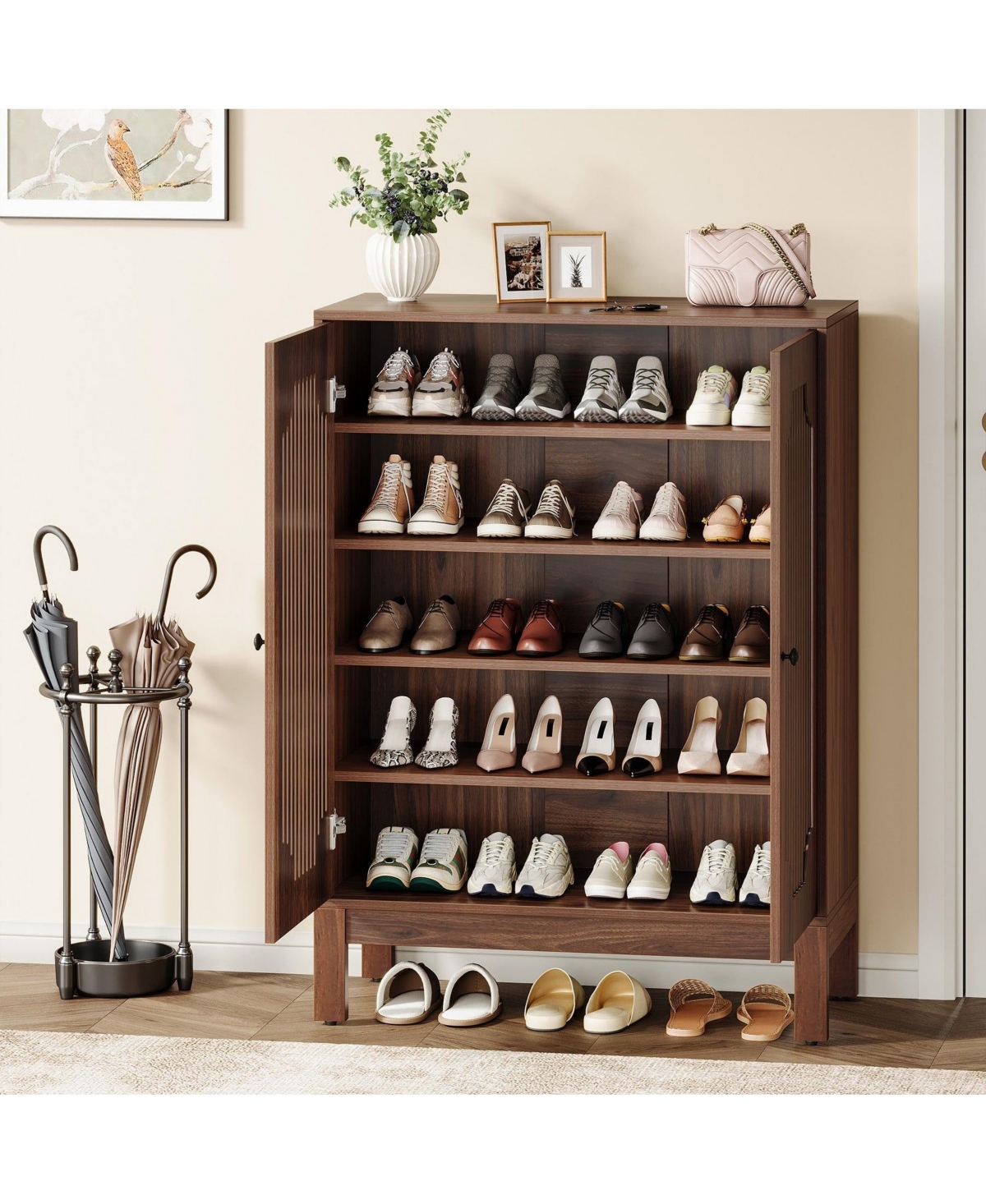 Slickblue Modern Shoe Cabinet with Adjustable Shelves for Entryway