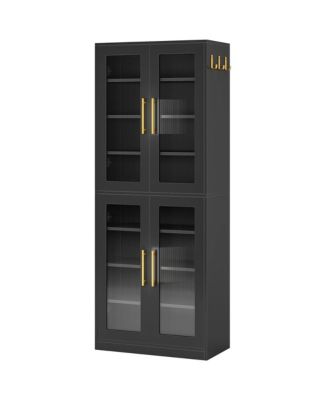 66.9 Inch Tall Shoe Storage Cabinet with LED Lights and Doors