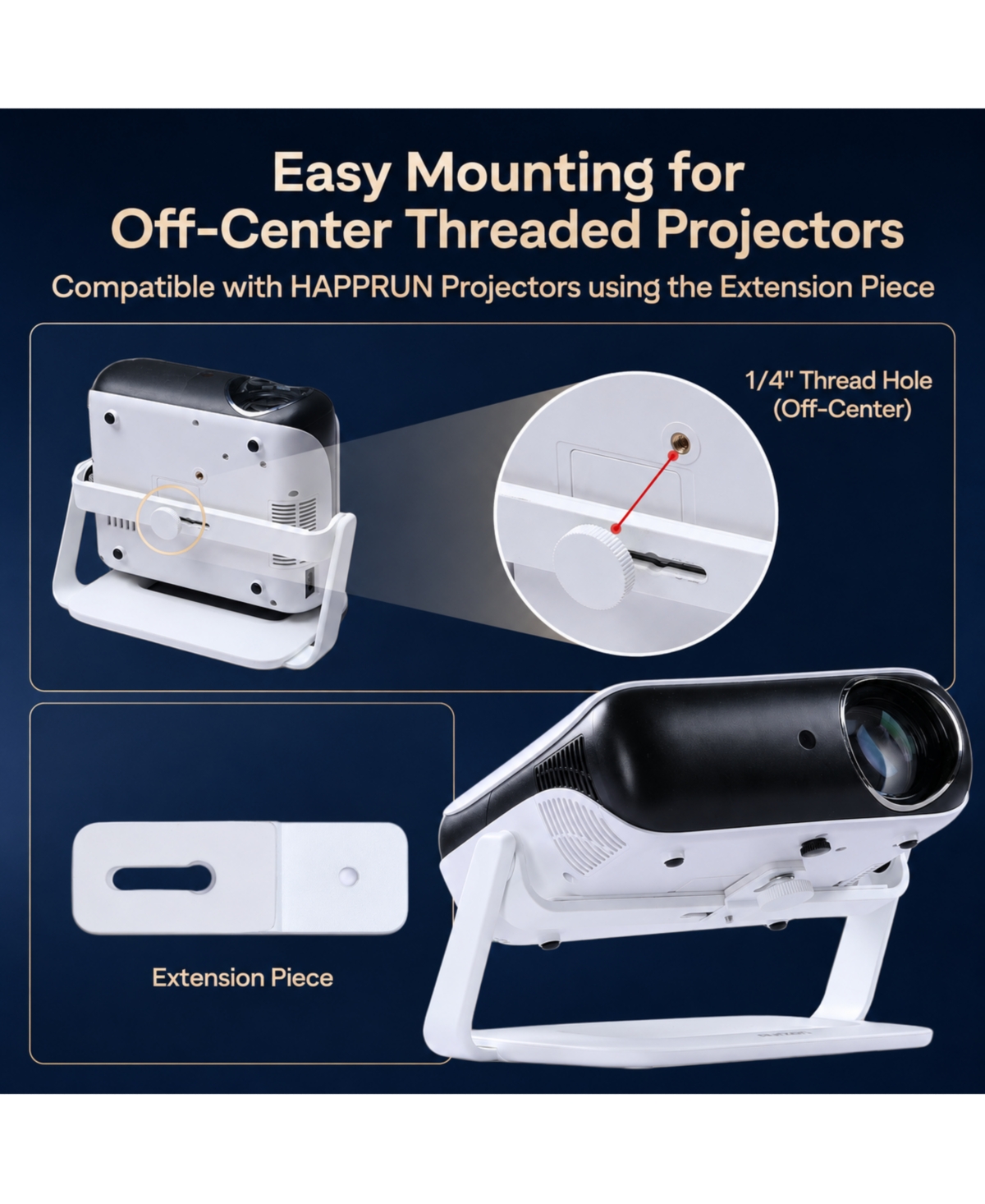 Aurzen Multi-Angle Projector Stand, Rotation, Gimbal Stand with -Inch Screw Compatible with Most Projectors