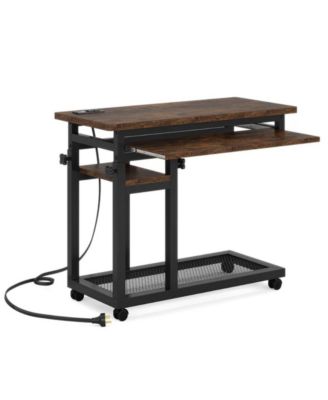 Mobile C Table with Power Outlet for Sofa and Bedside Use