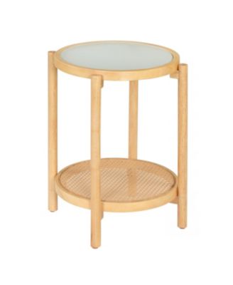 Modern 2-Tier Round Side Table with Tempered Glass
