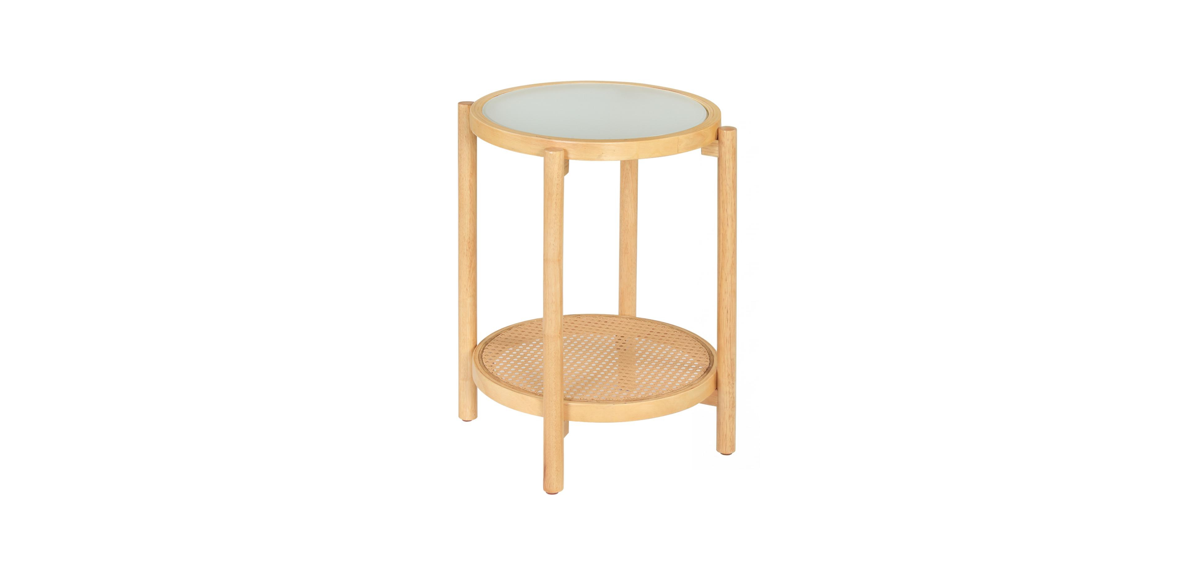 Slickblue Modern 2-Tier Round Side Table with Tempered Glass