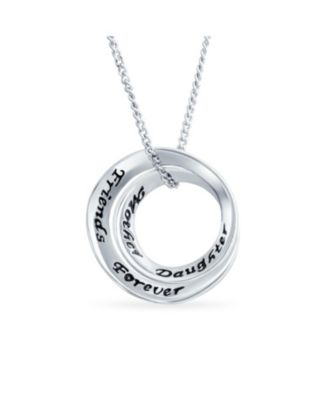 Eternal Circle Inspirational Words Friends Forever Mother Daughter Pendant Necklace Sterling Silver