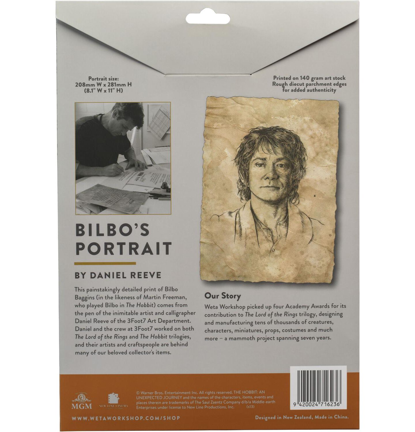 Детские фигурки WETA Workshop The Hobbit Trilogy - Bilbo Portrait Art Print, цвет: Разноцветный — фото 3