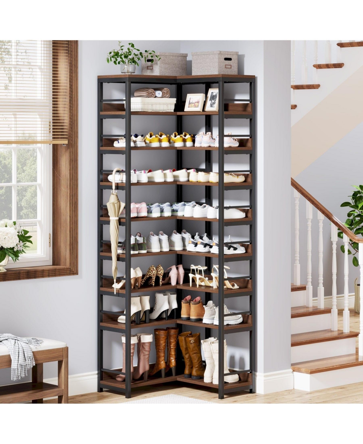 Slickblue 9 Tier Corner Shoe Rack Freestanding Shoe Storage Shelf