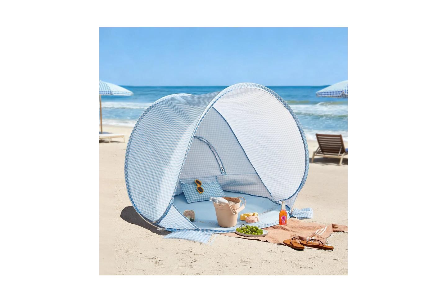 Детская игрушка Tiny Land One-Stop Beach Tent, 35.43"L x 27.56"W x 31.5"H, Ages 6+ Months, цвет: Синий — фото 11