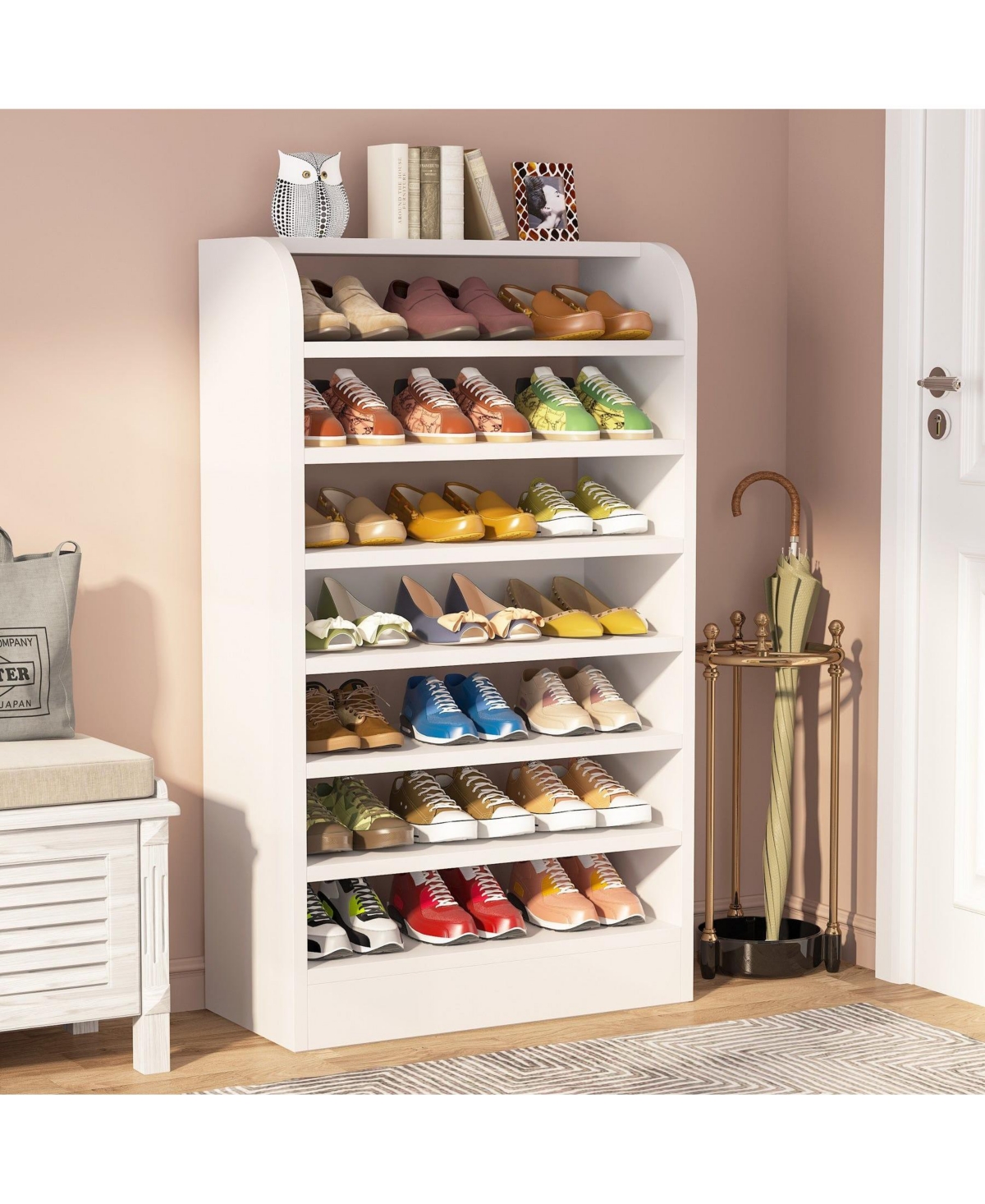Slickblue Wooden Shoe Shelf with 8 Tier Storage for Entryway Closet