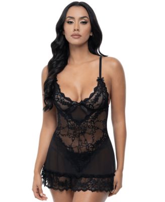 Oh La La Cheri Women's Valentine Soft Cup Ruffle Hem Lace Babydoll