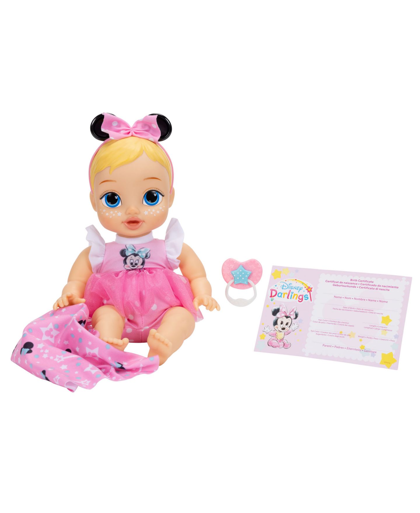 Детская кукла Disney Darlings Snuggly Stars Minnie 11" Soft-Bodied Glow-in-the-Dark Baby Doll — фото 2