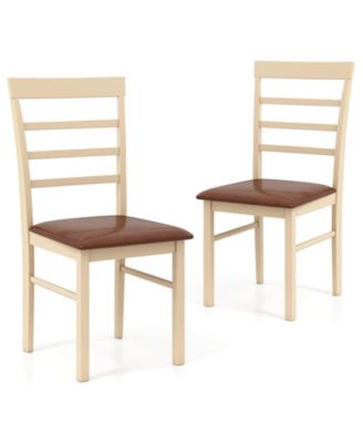 Wooden dining chair with rubber wood frame padded seat for kitchen