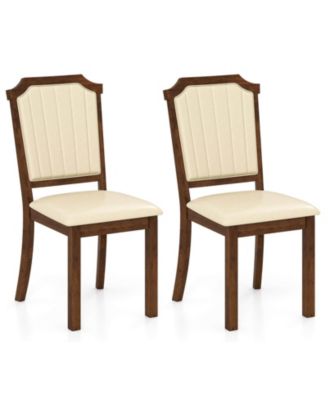 Dining Chair Upholstered Kitchen Chair with PU Leather and Rubber Wood Frame