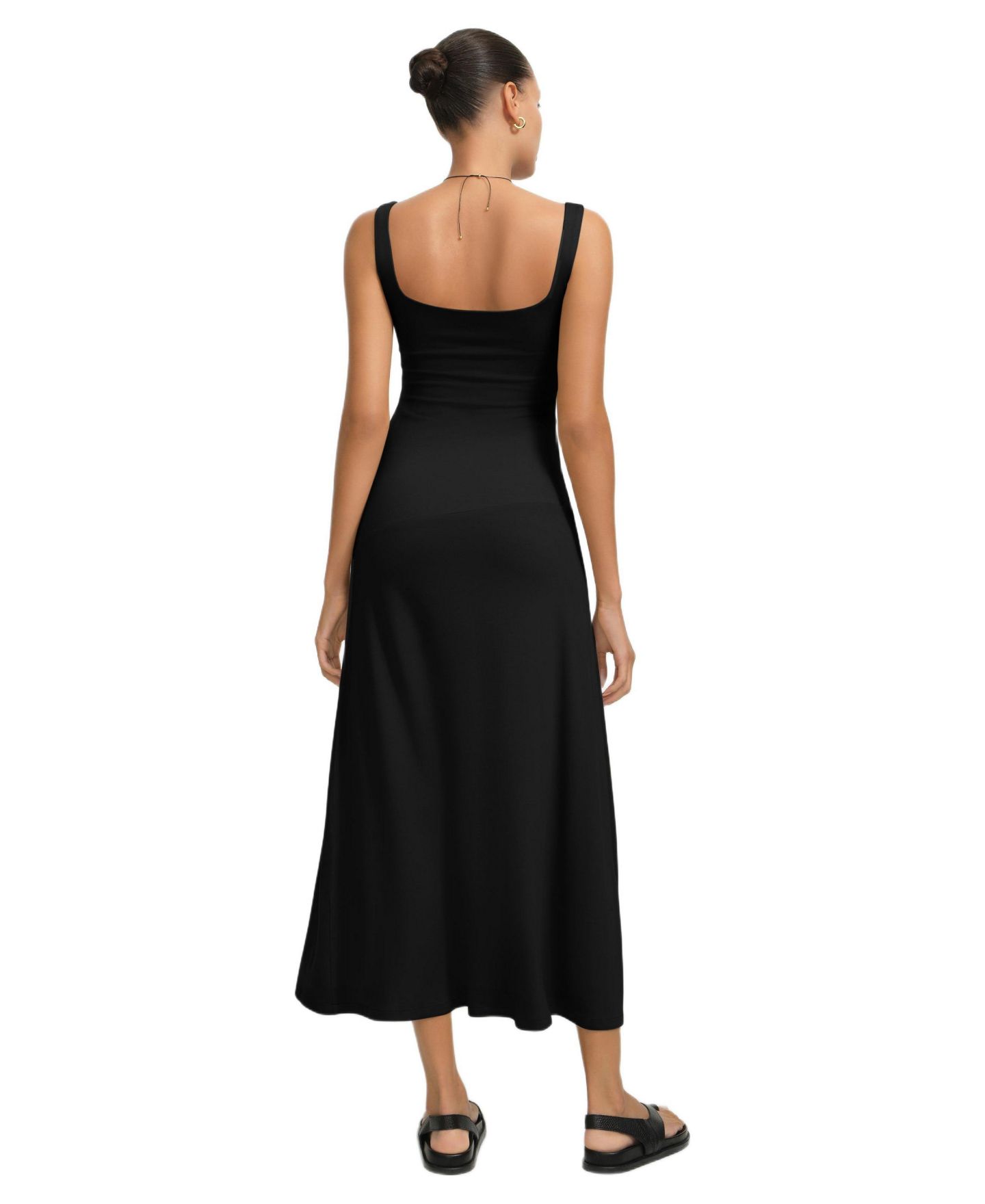Женское платье Marcella Margot Square-Neck Fitted A-Line Jersey Midi, цвет: Чёрный — фото 2