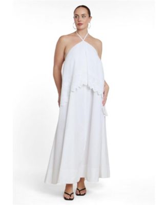 Plus Size Embroidered Eyelet Halter Maxi Dress