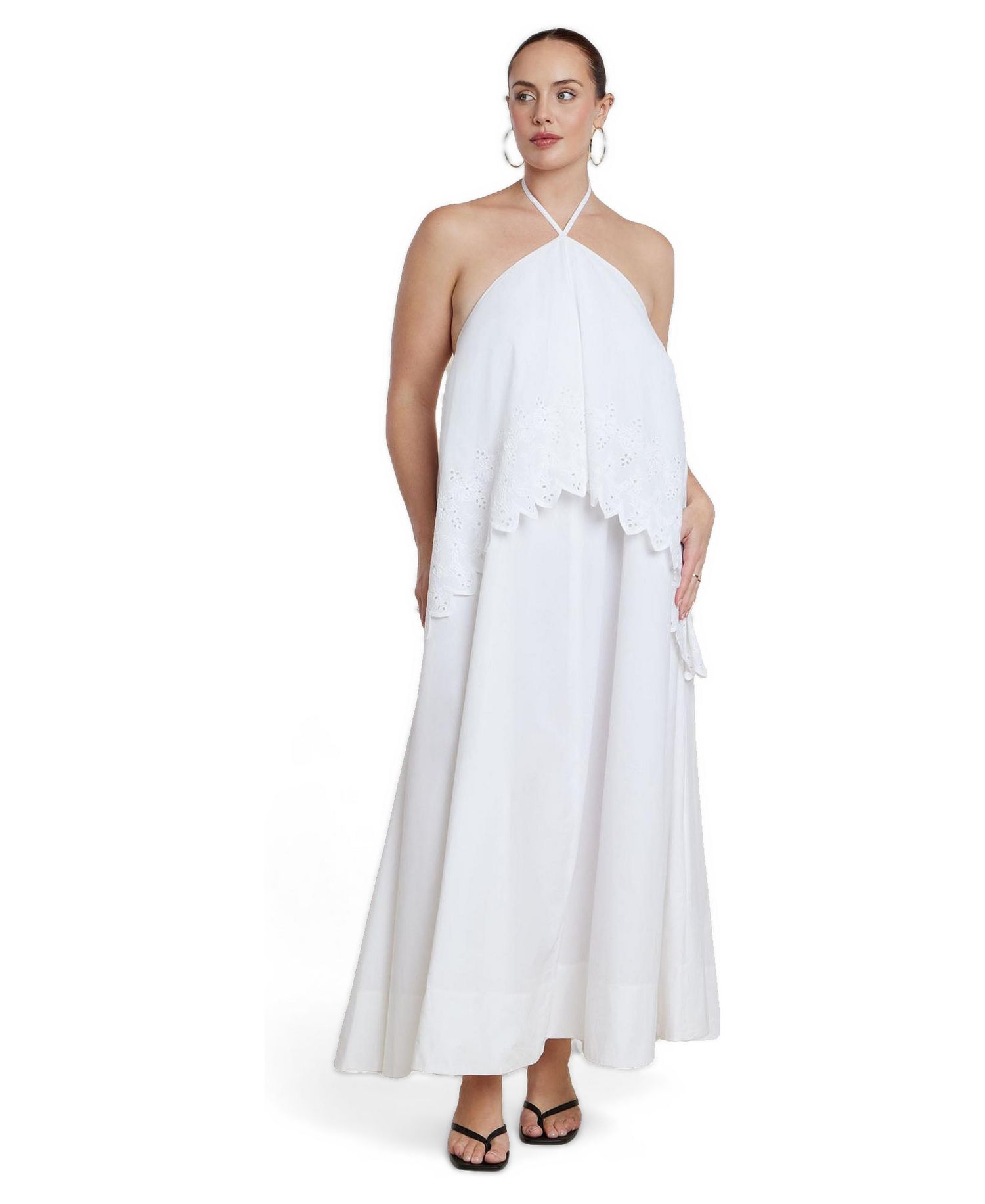 Plus Size Embroidered Eyelet Halter Maxi Dress