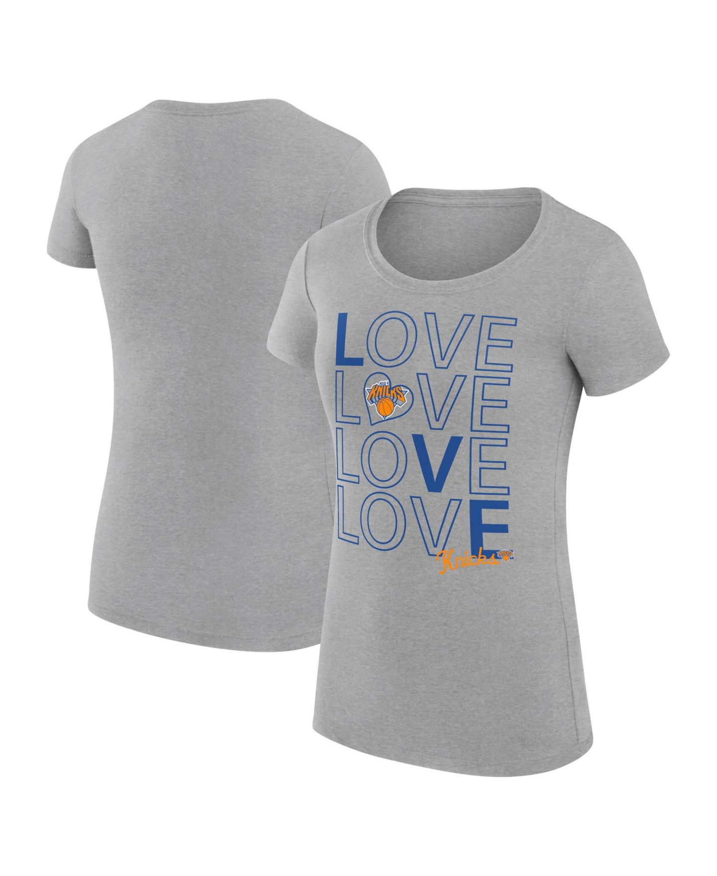 Женская футболка G-III 4Her by Carl Banks Heather Gray New York Knicks Super-Slim Fit Lightweight Basketball Love — фото 1