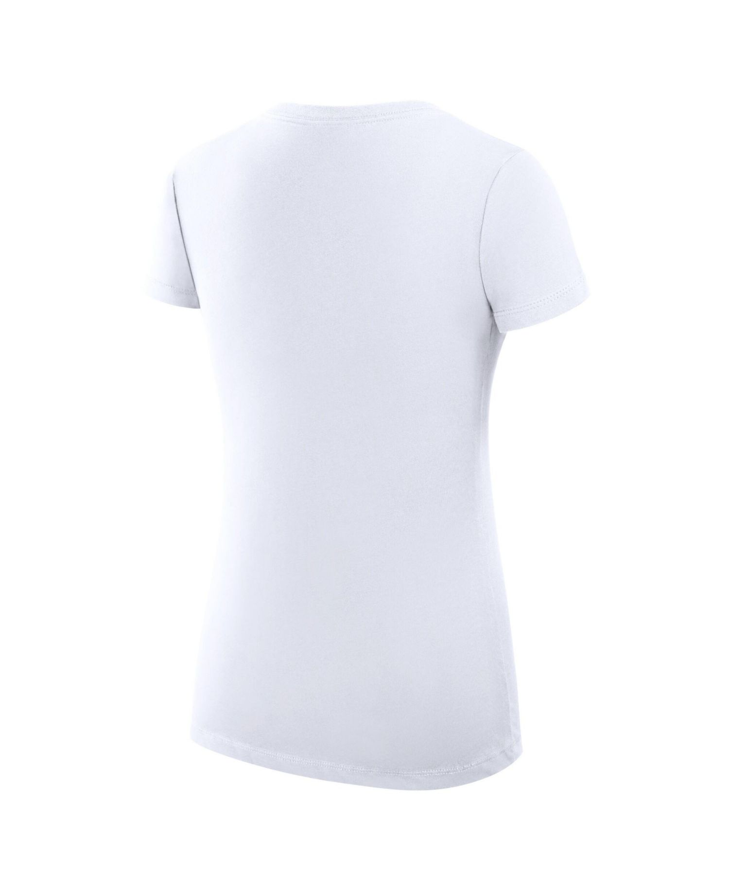 Women's White New York Knicks Super-Slim Fit Lightweight Filigree Logo V-Neck T-Shirt