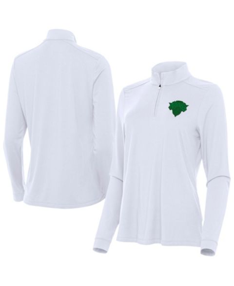 Женская толстовка Antigua White New York Knicks St. Patrick's Day Intent Quarter-Zip