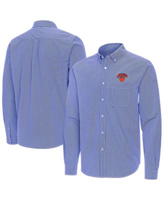 Men's Blue New York Knicks Porter Woven Long Sleeve Button-Down Shirt