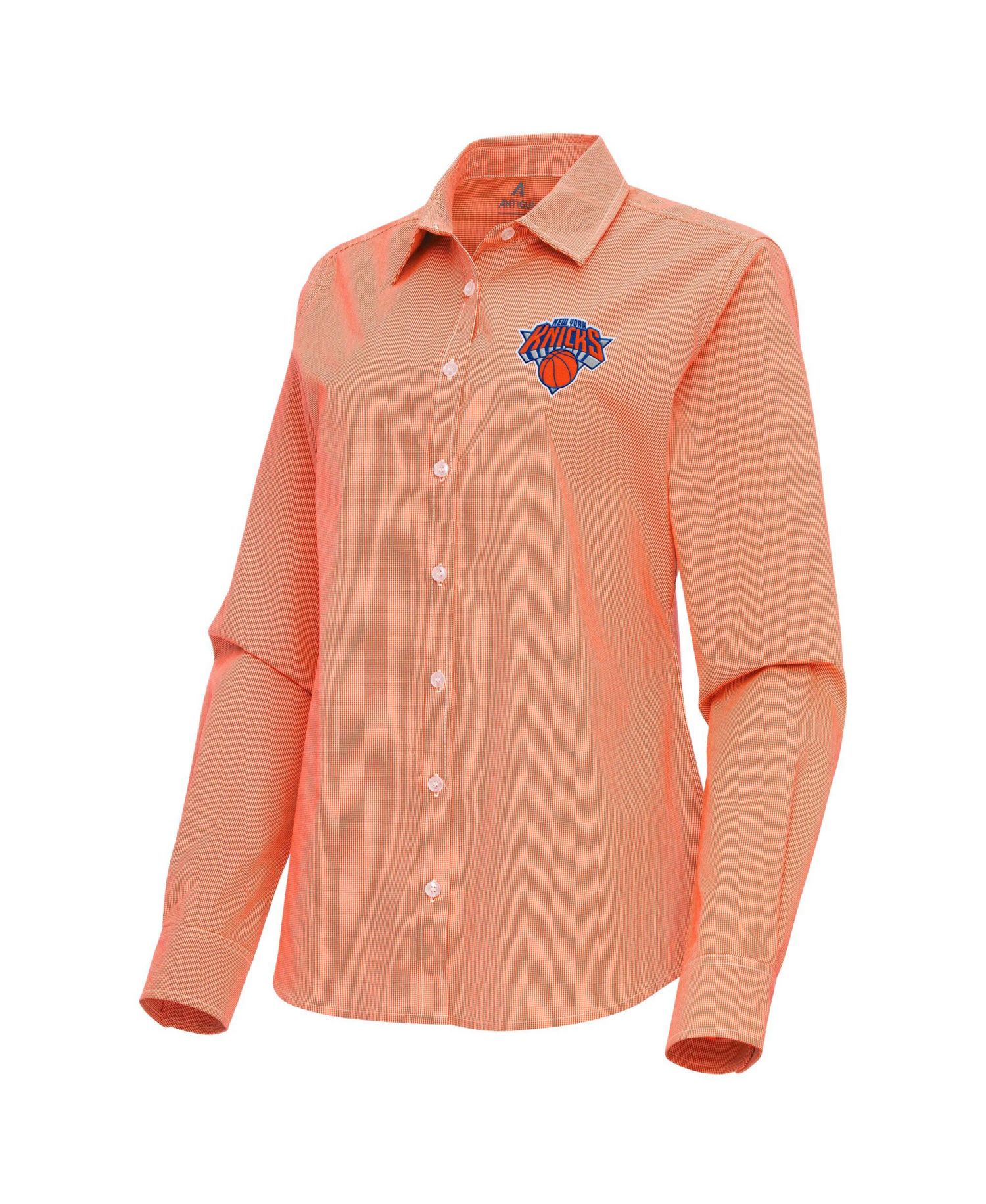 Women's Orange New York Knicks Porter Woven Long Sleeve Button-Up Shirt