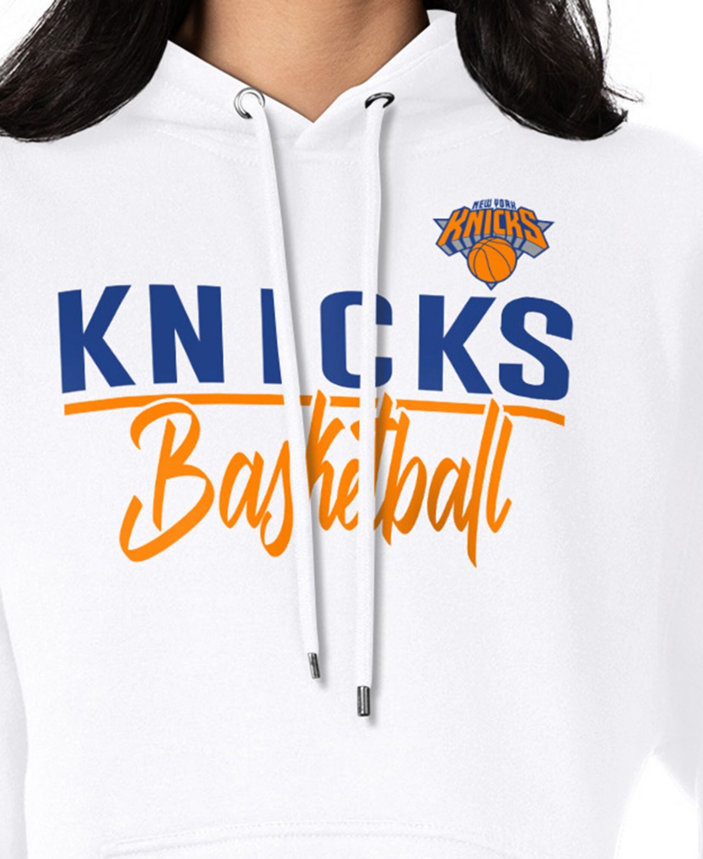 Женское худи G-III 4Her by Carl Banks White New York Knicks Graphics Fleece Pullover — фото 3