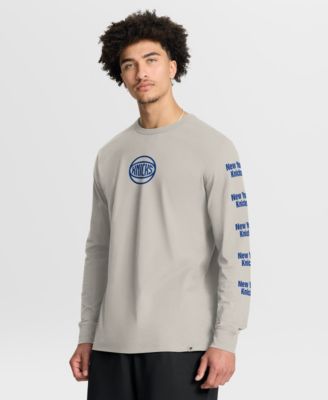 Men's Cream New York Knicks Crossover Collection Ball Screen Action Premium Long Sleeve T-Shirt