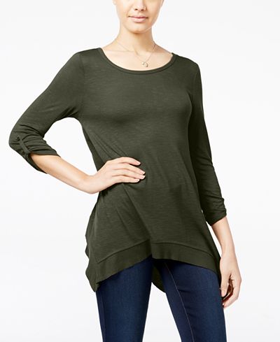 Hippie Rose Juniors' Roll-Tab Handkerchief-Hem Tunic