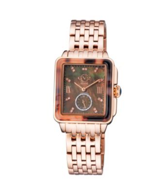 Women's Bari Tortoise Swiss Quartz Diamond IP Stainless Steel Bracelet Watch