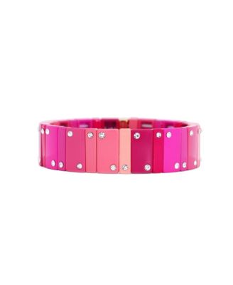 Purple Domino Stretch Bracelet 14K Gold-Plated Over Brass 16 millimeters
