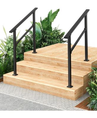 gaomon 2-Pack Adjustable Metal Hand Rails for Outdoor Steps 3-Step ...