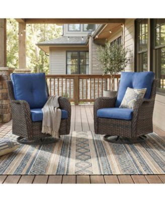 Outdoor Swivel Chairs Set of 2,Patio Wicker Rocker Chairs,All Weather Patio Conversation Furniture Set, Ideal for Porch Balcony Deck Yard