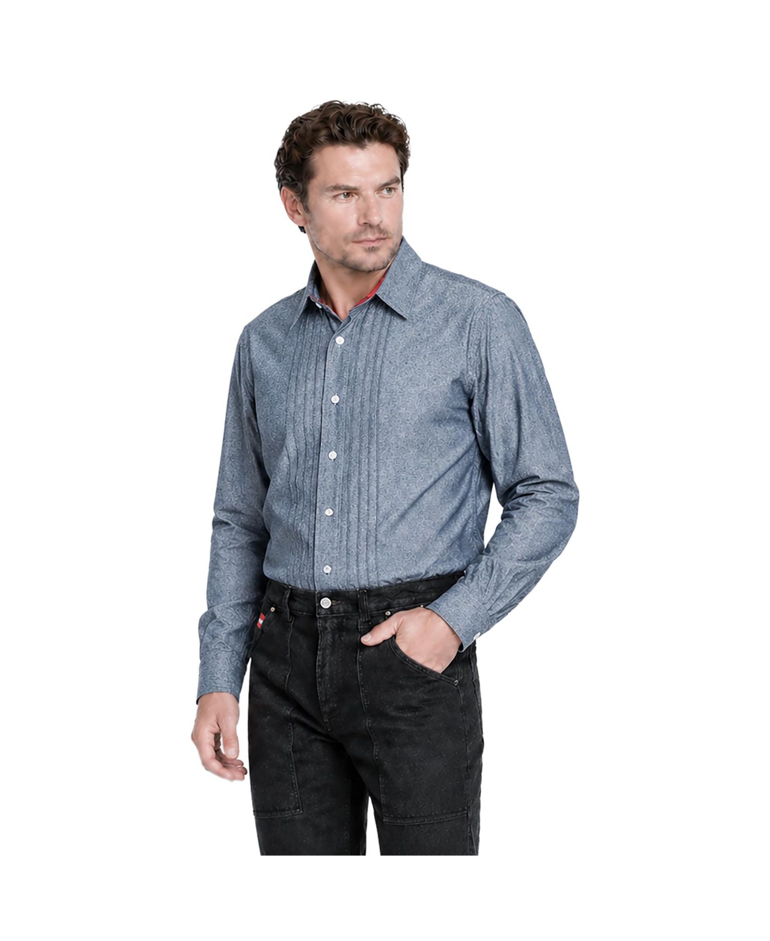 Heritage Men's American Collection Pleated Front Chambray Shirt