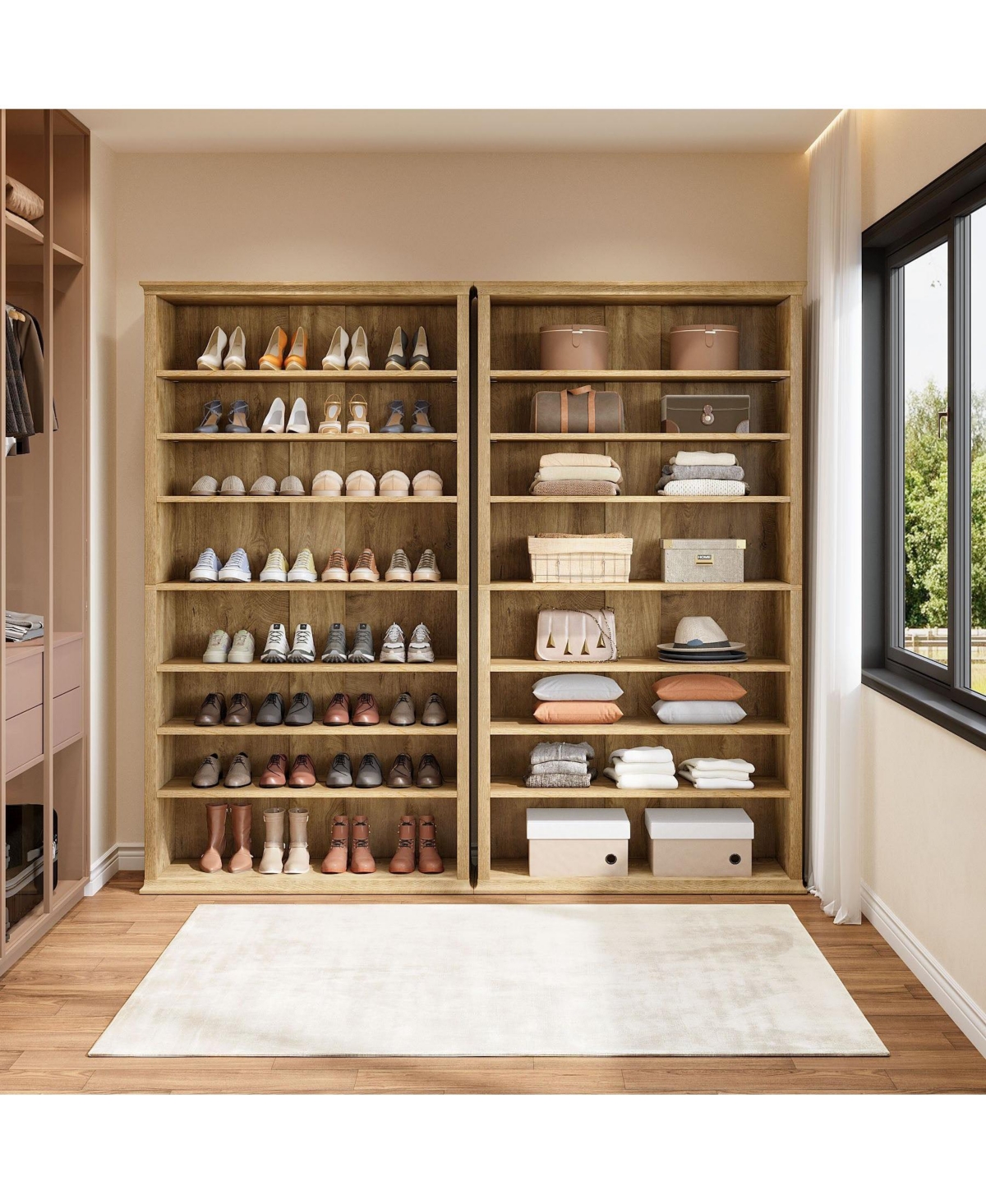 Slickblue 8 Tier Tall Shoe Rack Farmhouse Storage Shelf for 40 Shoes