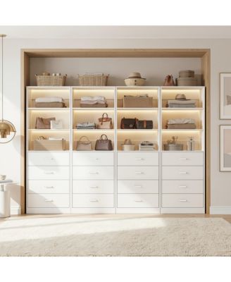 1-4 Pieces 21.3inch  Closet Drawer System, Walk-in Closet Tower with 4 Wooden Drawers and Shelves