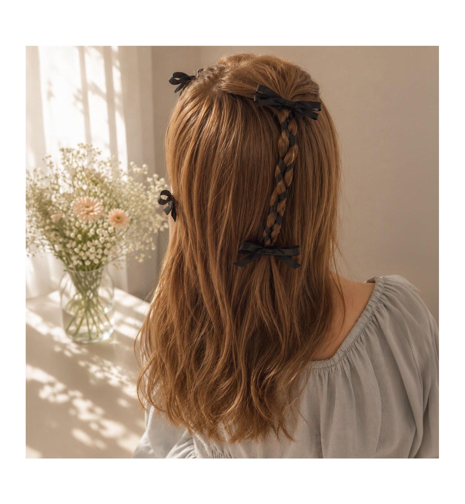 Girls Ribbon Bow Clip Set (4pc)