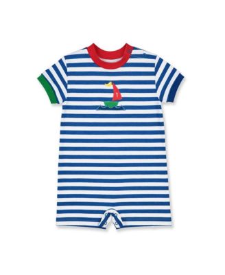 Baby Boy Stripe Knit Shortall With Sailboat