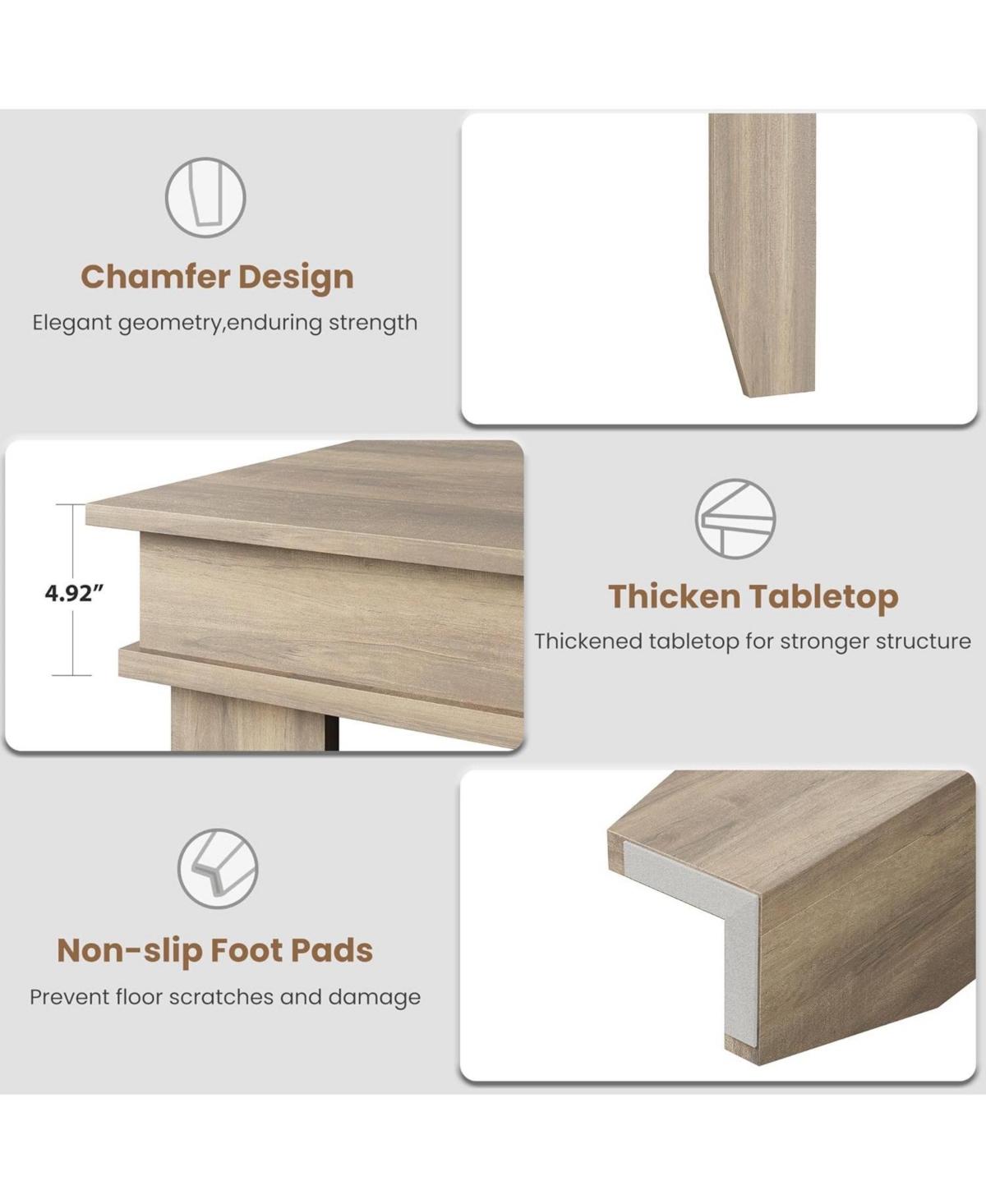gaomon 71 in Long Kitchen Farmhouse Dining Table for Dining Room, Kitchen, Natrual, 6-8 People
