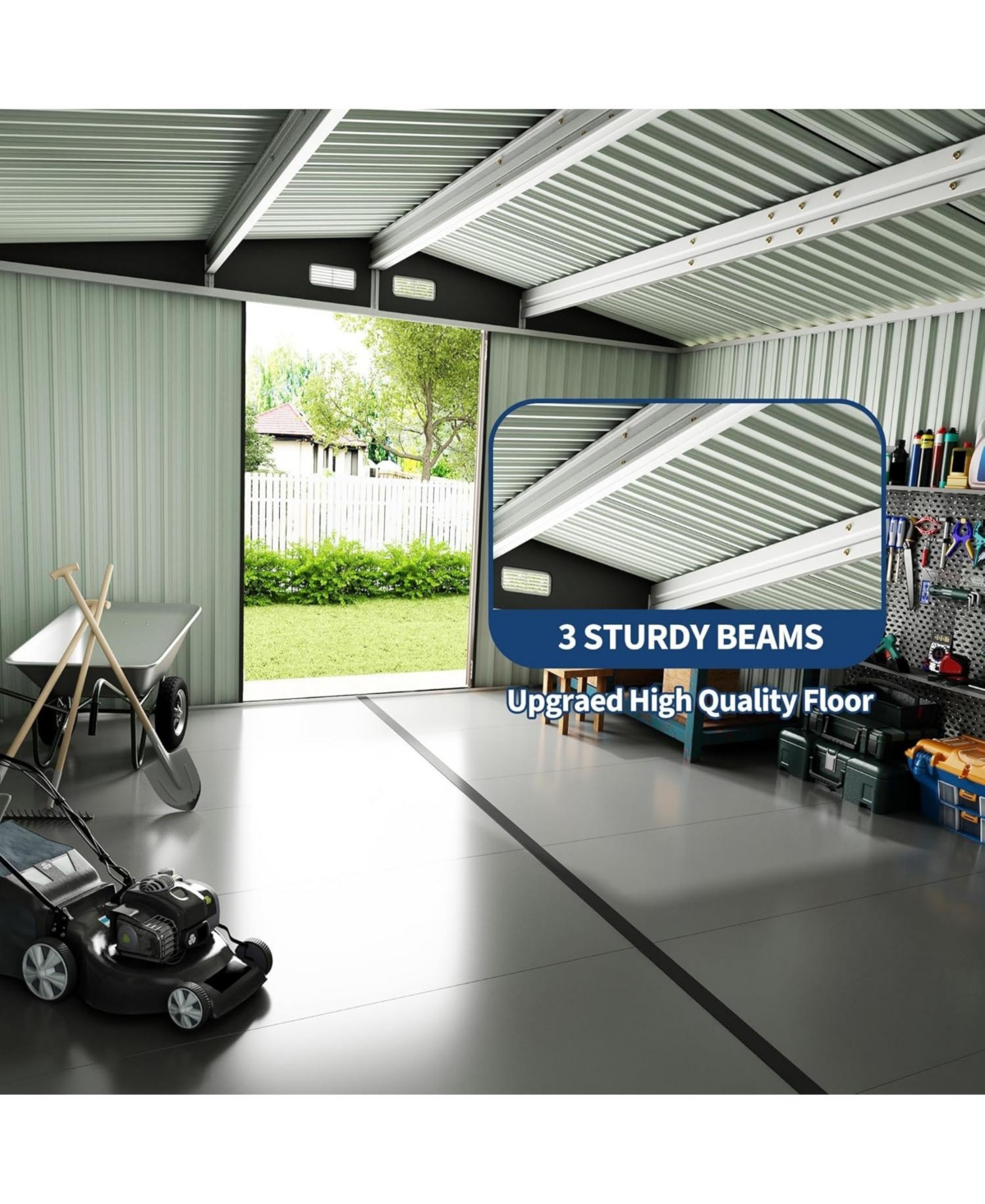 GarveeLife Durable Steel Outdoor Metal Storage Shed With Lockable Security Door Ventilation Vents Easy Assembly For All Season Backyard Patio Lawn Use
