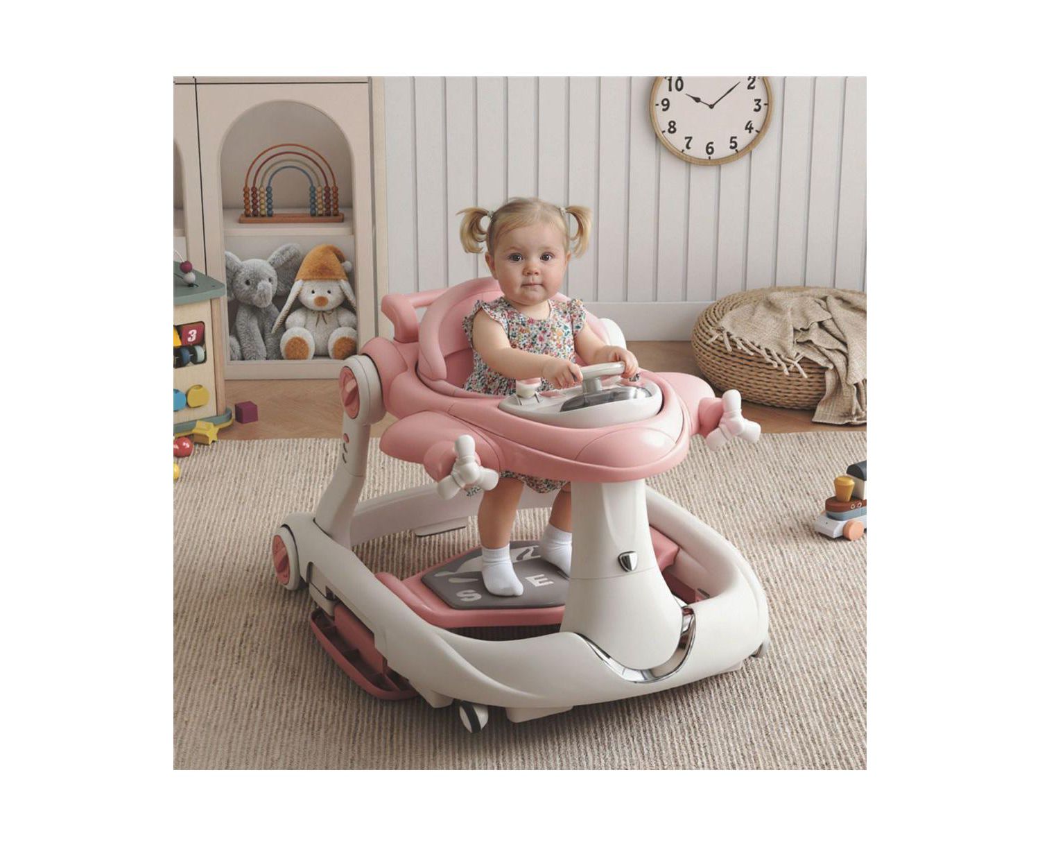 Convertible Baby Activity Walker with Adjustable Height, Foldable Design and Interactive Play Features